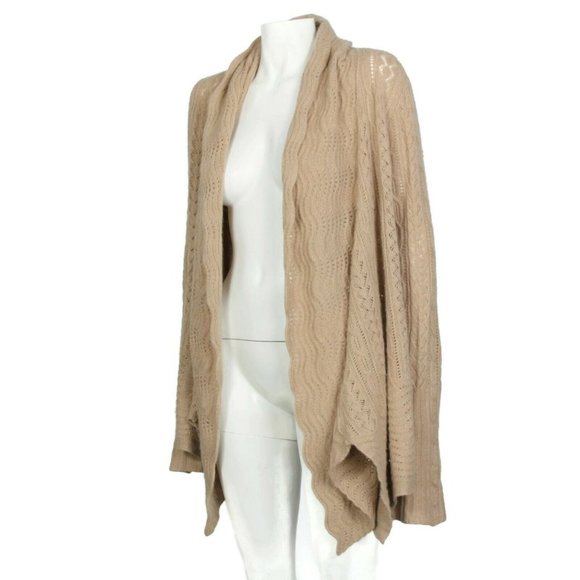 Calypso 100% Cashmere Long Cardigan Almond Brown Sweater Womens S/M (blemish)936 - Picture 4 of 8